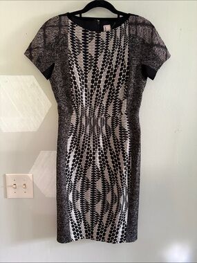 Antonio Marras Black and White Geometric Midi Dress